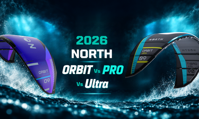 2026 North Orbit vs Orbit Pro vs Orbit Ultra hero image showing North big-air kites for a Florida kiteboarding comparison guide