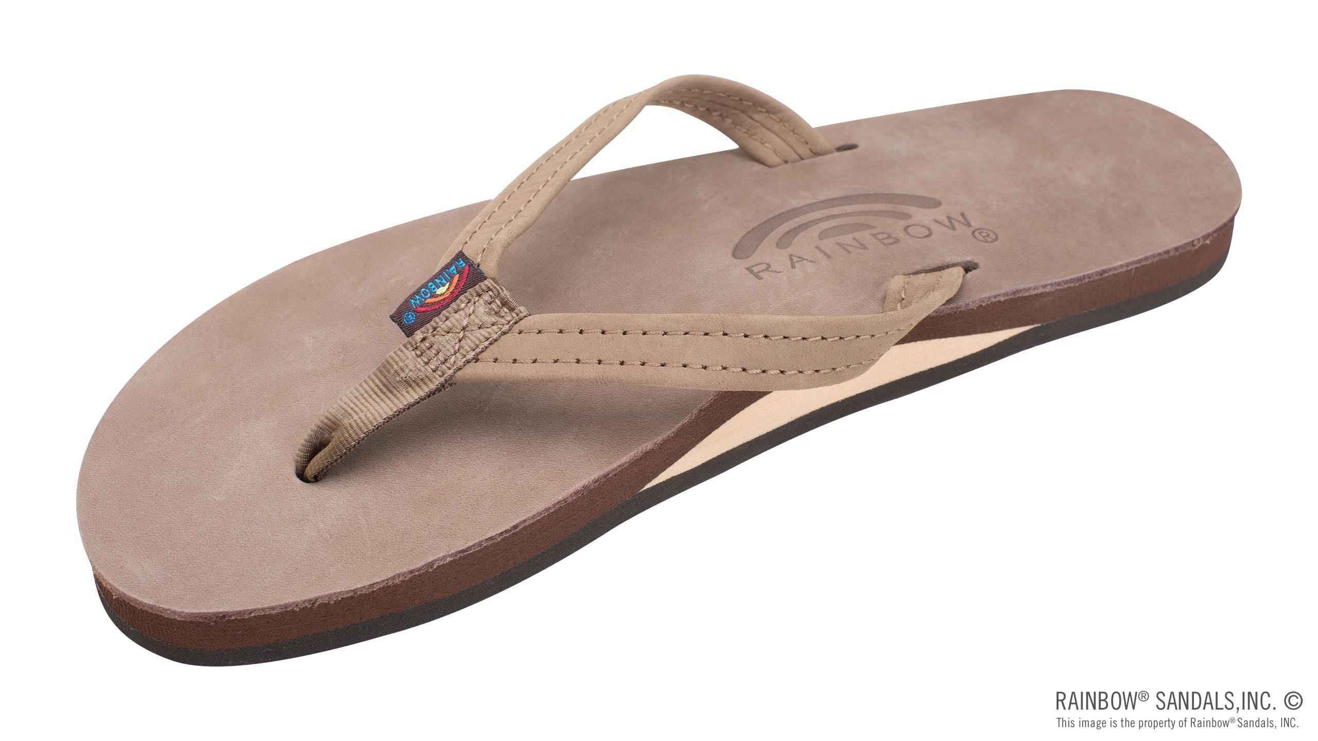 Rainbow Sandals Mens Single Layer Arch Support Premier Leather with 1