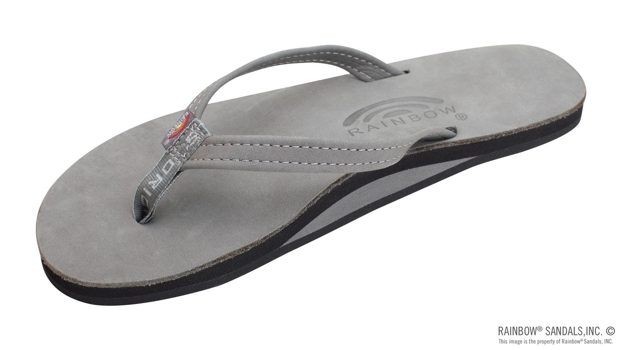 Rainbow Sandals Premier Leather Cool Grey Single Layer Arch Narrow Strap