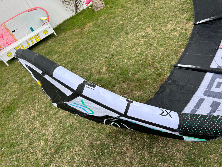 This kite is in almost perfect condition with no issue at all. This kite has no repairs or stains orscratches to the LE. The XR8 is one of our most commonly used kites here at Elite Watersports and we can't wait for it to be yours too!
