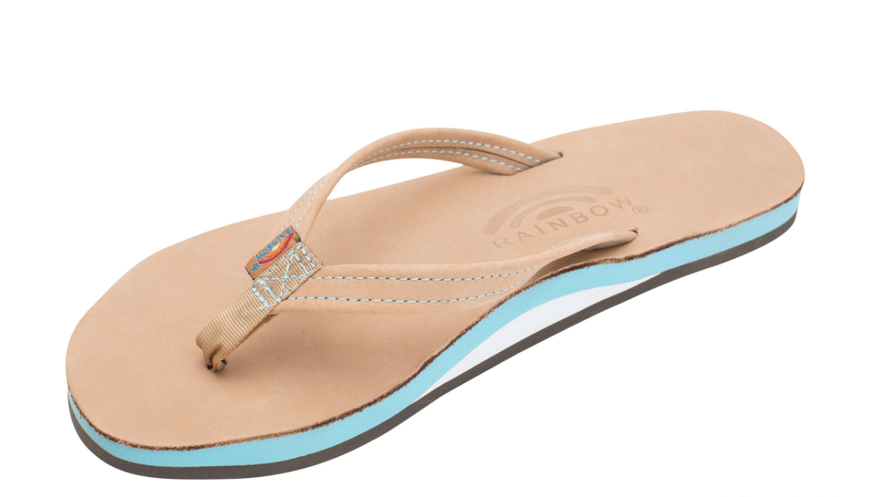 Rainbow Sandals The Tropics - Single Layer Premier Leather with Colorful Mid Sole and a 1/2" Narrow Strap