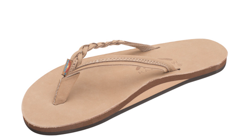 Rainbow Sandals Flirty Braidy Sierra Brown Single Layer Leather w\Braid