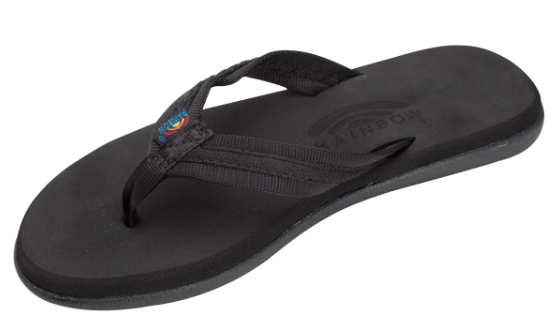 Rainbow Sandals Paisley-Solid Black Molded Rubber Braided Nylon Strap